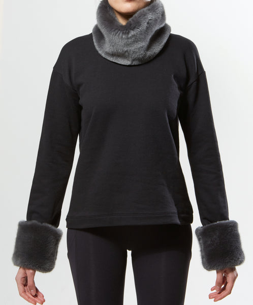 Faux fur hot sale cuff sweater
