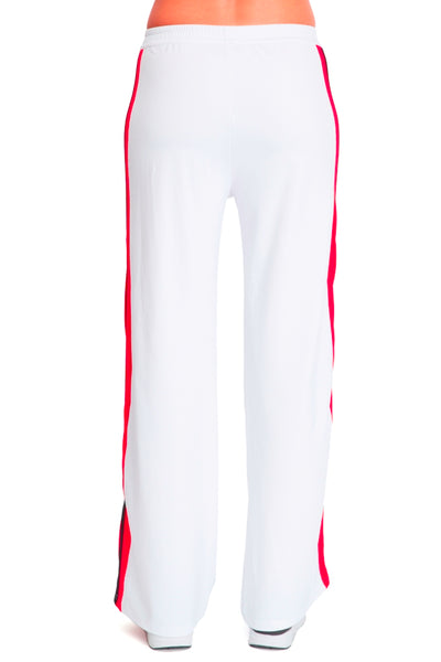 Wide Leg Pant White with Red Black Stripe