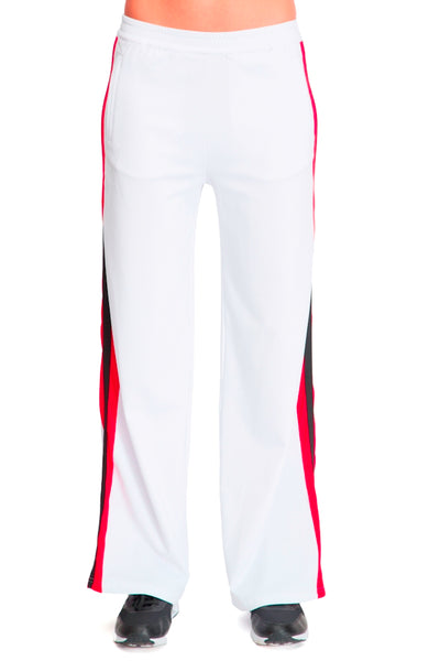 Wide Leg Pant White with Red Black Stripe