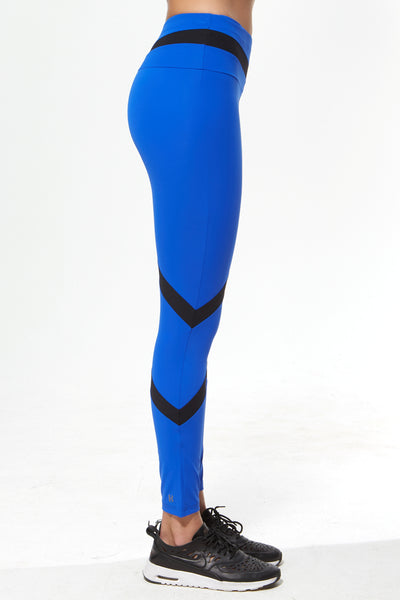 Tri Colour Blocked Legging (Medium Compression) - Electric Blue