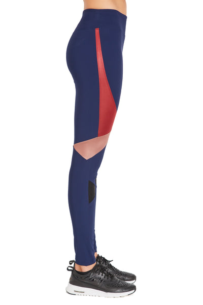 Long Compressive Fashion Leggings Navy Oxblood Rose Gold BOOM