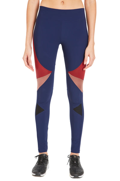 Long Compressive Fashion Leggings Navy Oxblood Rose Gold