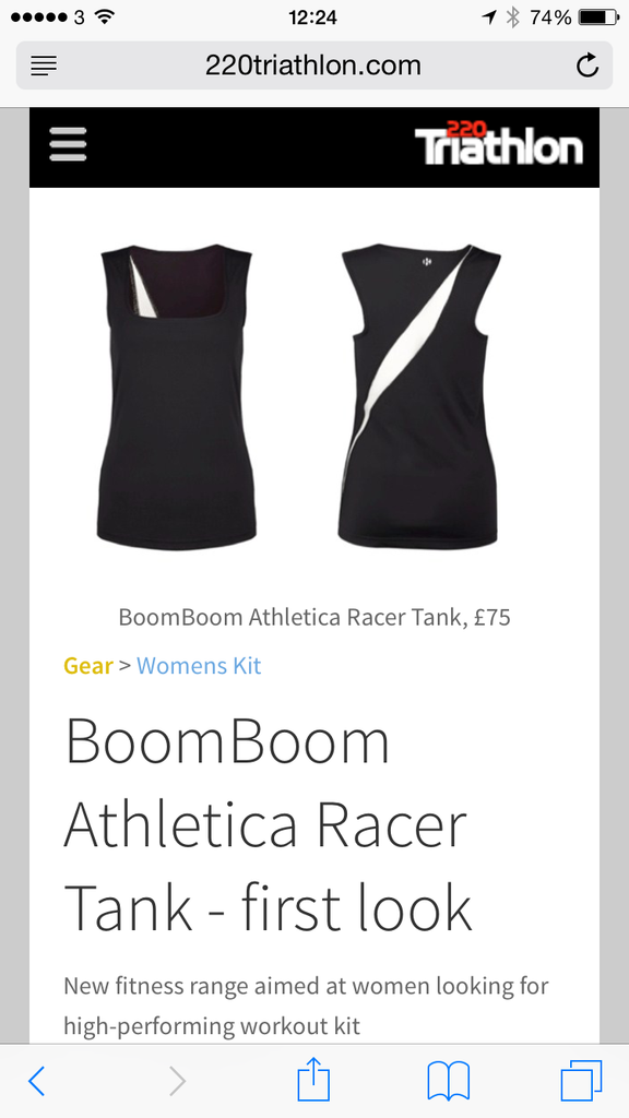 Racer Tank featured in 220 Triathlon 26 March 2015