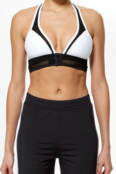 Plunge Racer Back Bra - White/Black