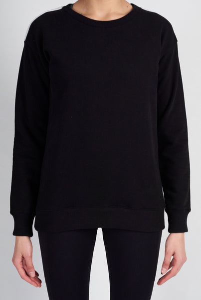 Tri Colour Shoulder Sweatshirt - Black White Grey