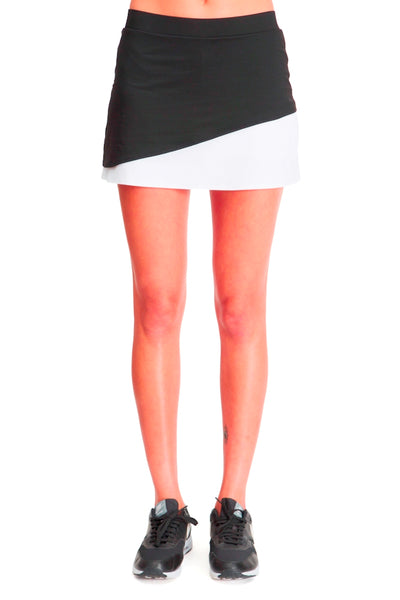 Running / Tennis Skirt with Built in Short - Black White