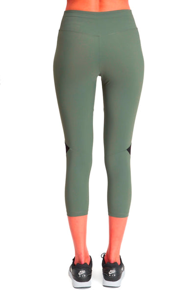 Cropped Fashion Legging (Medium Compression) - Military Green
