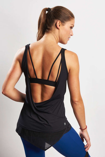 Grace Tank 2 in 1 (Incl Separate Bra) - Black Tank White Bra