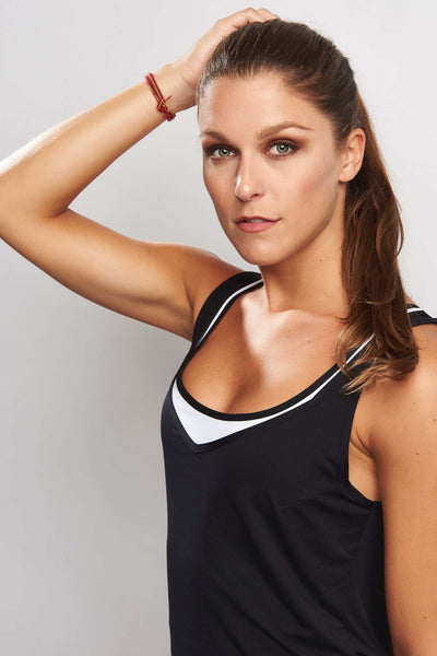 Grace Tank 2 in 1 (Incl Separate Bra) - Black Tank White Bra