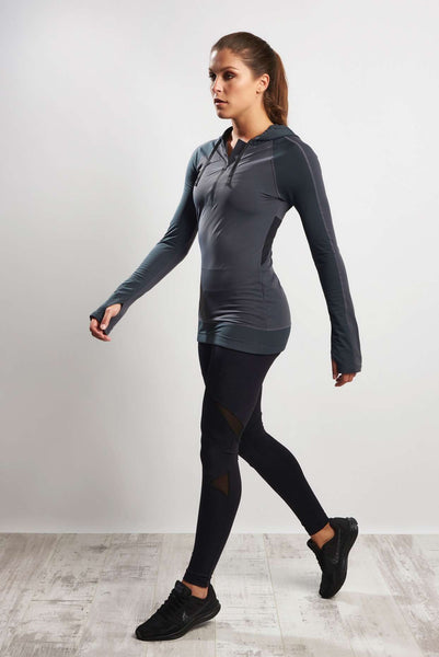 Zip Long Sleeve Hoodie - Grey