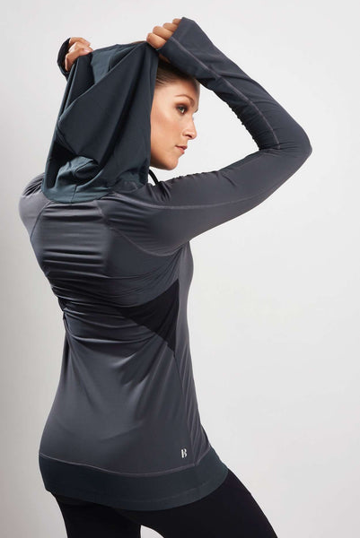 Zip Long Sleeve Hoodie - Grey