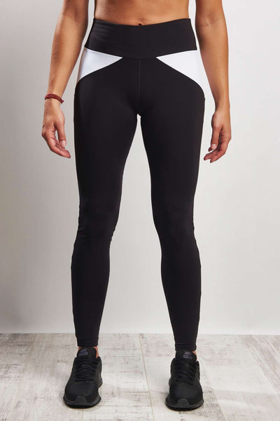 Colour Block Ying Yang Legging (Medium Compression) - Black White