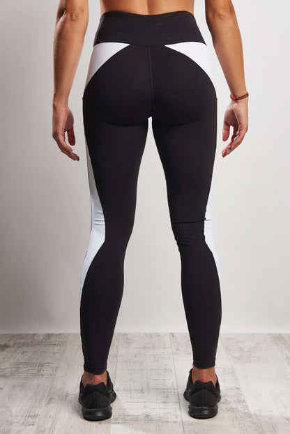 Colour Block Ying Yang Legging (Medium Compression) - Black White