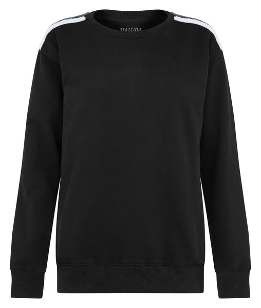 Tri Colour Shoulder Sweatshirt - Black White Grey